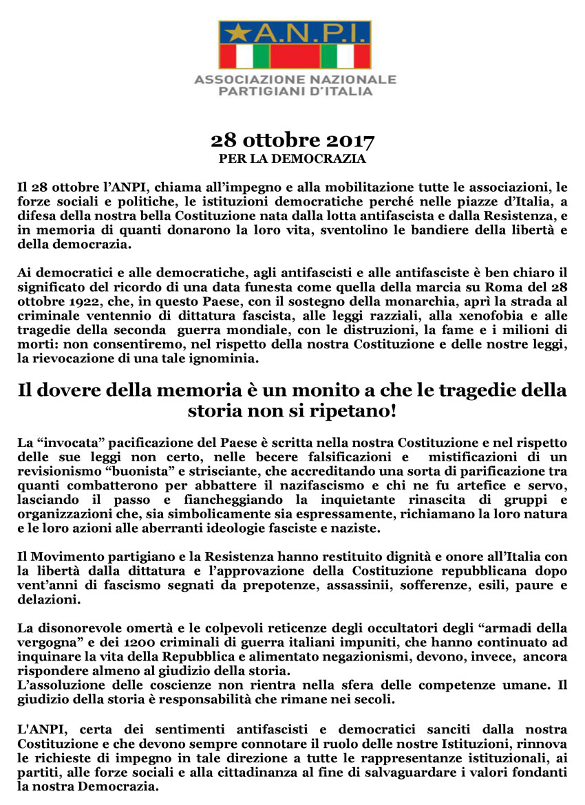 "L'antifascismo in marcia", tante iniziative ad Ancona, Jesi, Arcevia, Ostra e Fabriano 